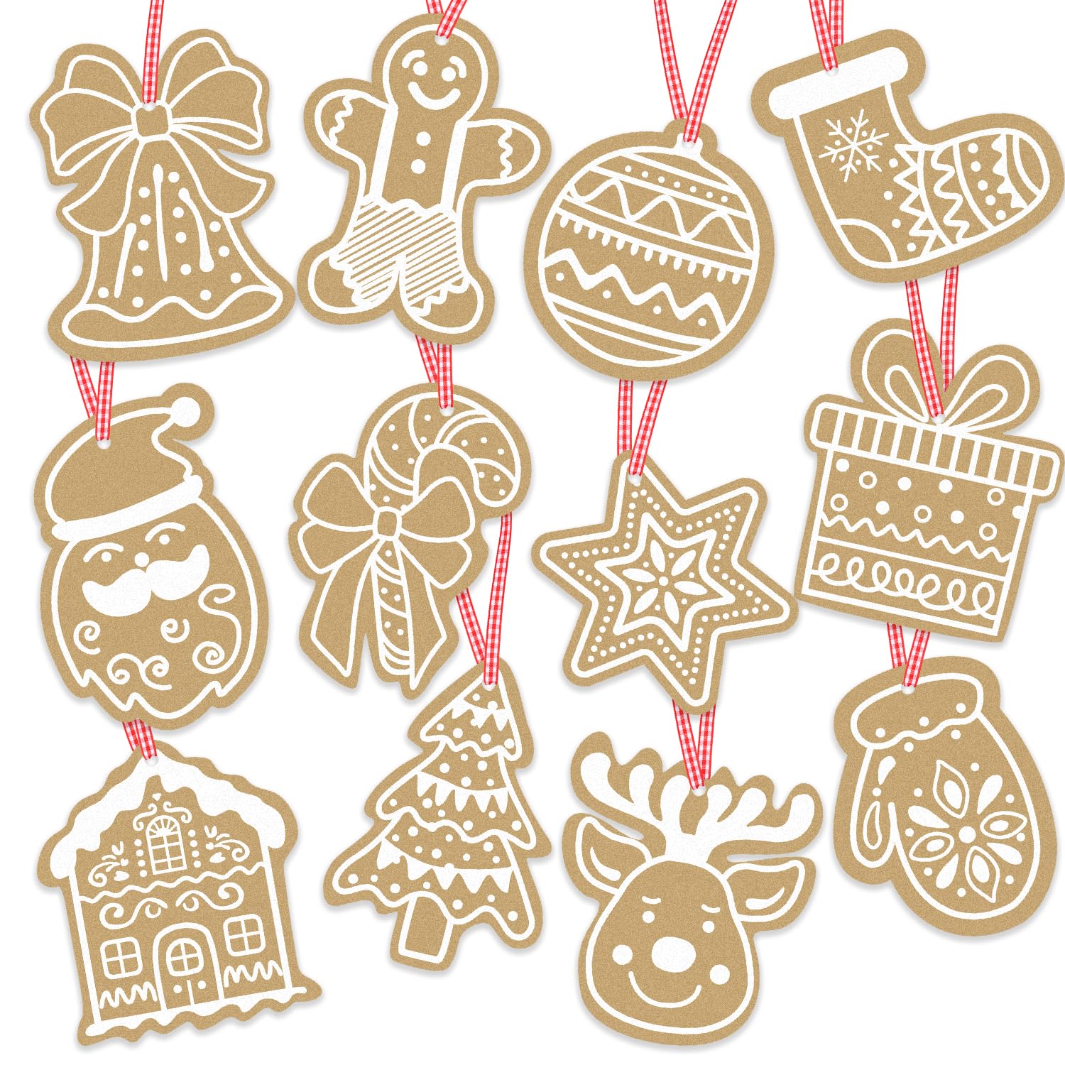 Photo 1 of  ***** PACK OF 2******SULOLI 120 PCS Christmas Kraft Paper Gift Tags, Xmas Brown Kraft Gift Tags with Plaid Ribbon for DIY Christmas Holiday Present Wrap Stamp and Xmas Gift Decorations