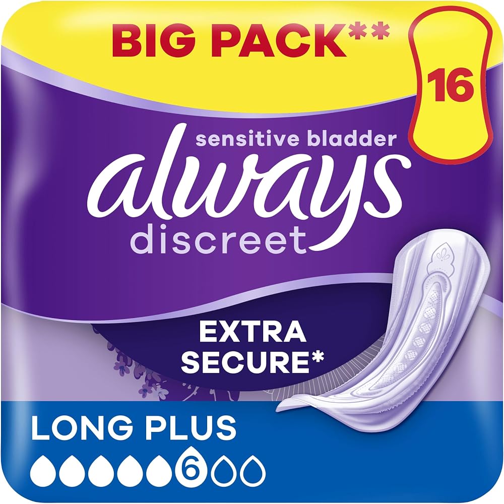 Always Discreet Incontinence Pads Long Plus 16 Count Women