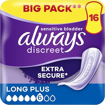 Always Discreet Incontinence Pads Long Plus 16 Count Women