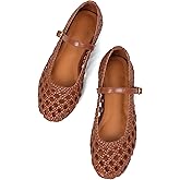 Cossansan Woven Ballet Flats for Women Round Toe Weavy Ballerina Flat Shoes Adjustable Strap Dressy Comfortable Summer Mary Janes