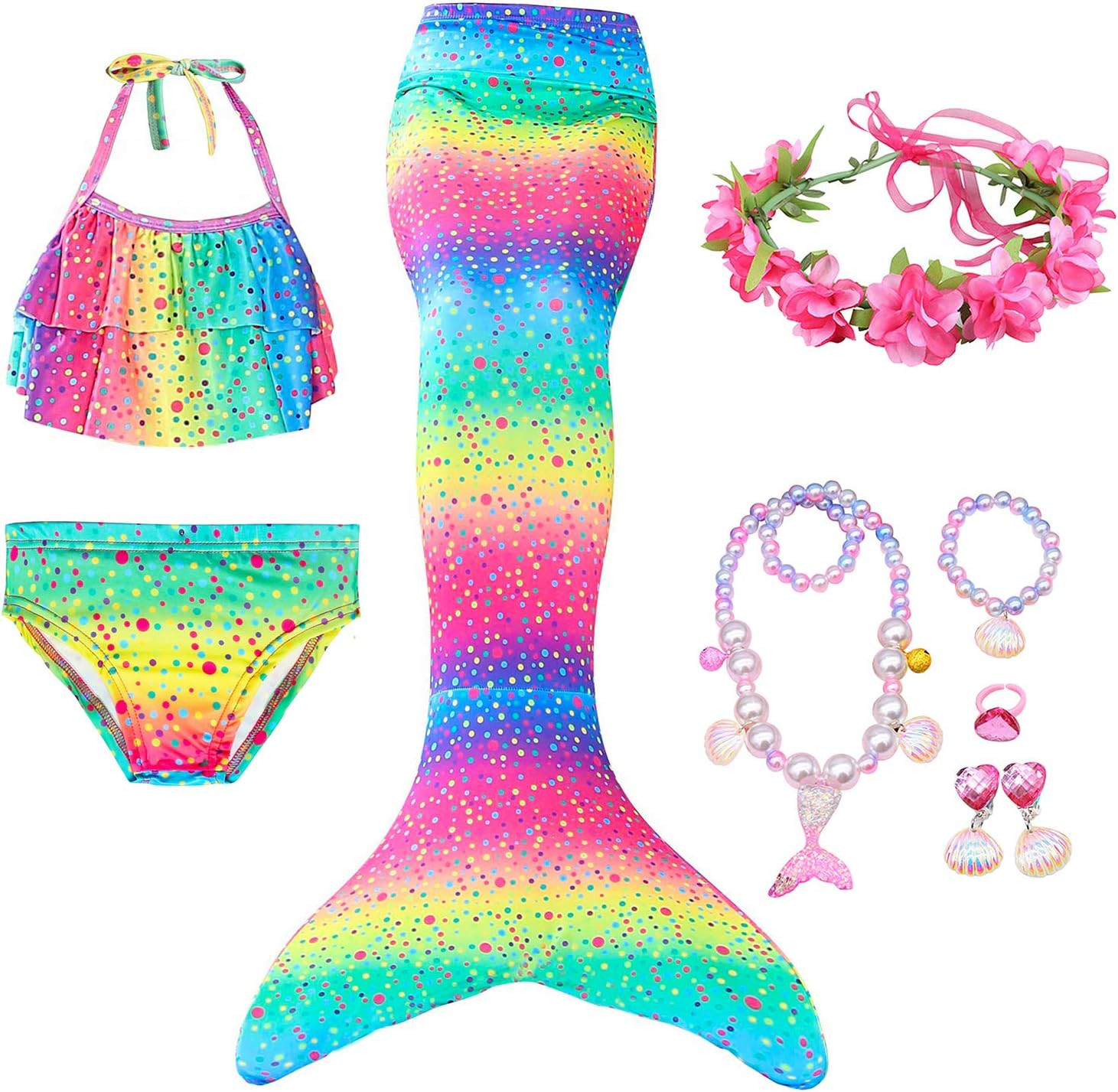Girls Size Swimsuits Mermaid for Swimming Mermaid Costume Bikini Set - Birthday Gift - Without Monofin