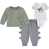 HUGGIES unisex-baby Bodysuit, Long Sleeve Top and Pants 3-piece Outfit Set