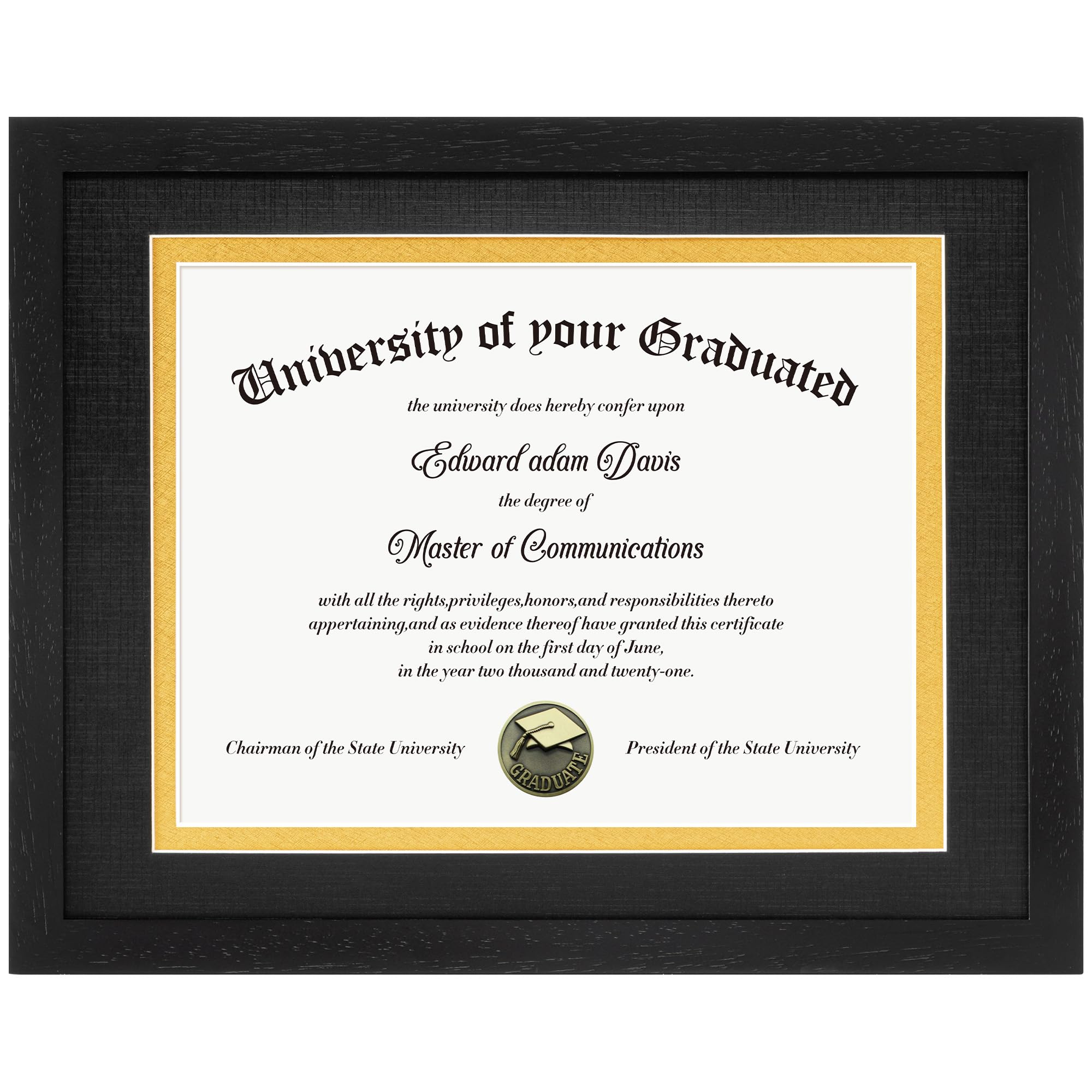 Photo 1 of Fun Memories 11x14 Diploma Frame, Solid Ramin Wood Certificate Picture Frame with High Definition Glass, Document Frame for Wall and Tabletop, Black Mat