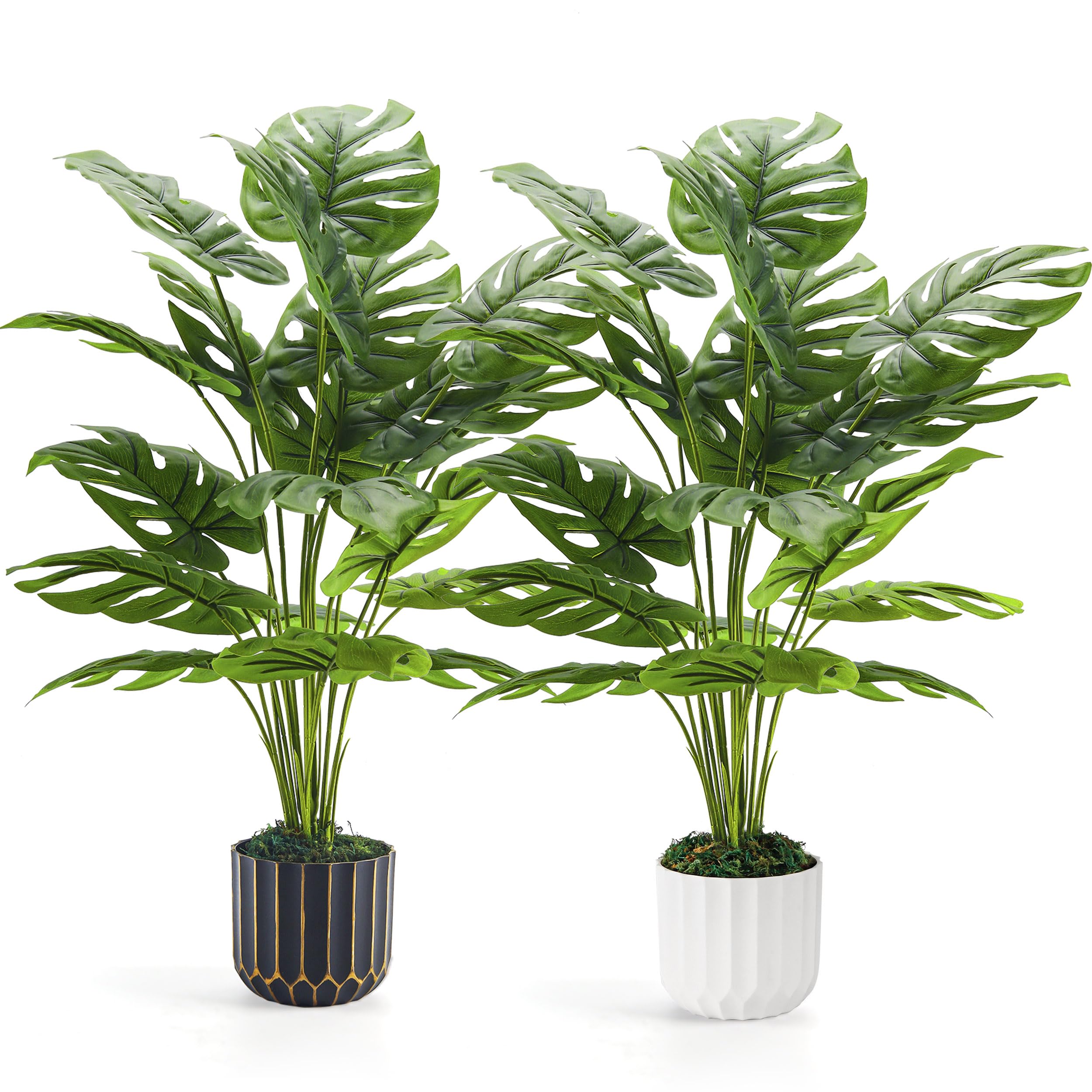 Photo 1 of Der Rose 2Packs 28'' Fake Plants Tall Artificial Monstera Faux Plants Indoor for Living Room Home House Decor