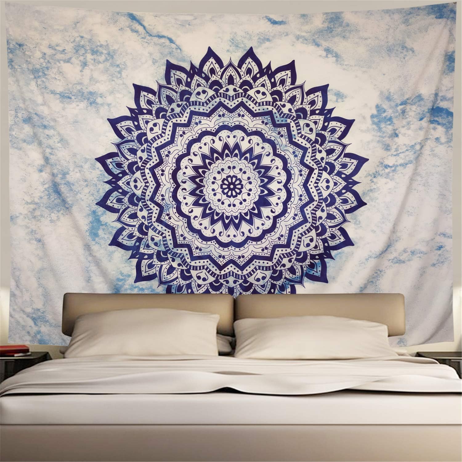 Heopapin Mandala Tapestry Hippie Bohemian Flower Psychedelic Indian Dorm Decor for Living Room Bedroom H70.8 × W92.5 inches