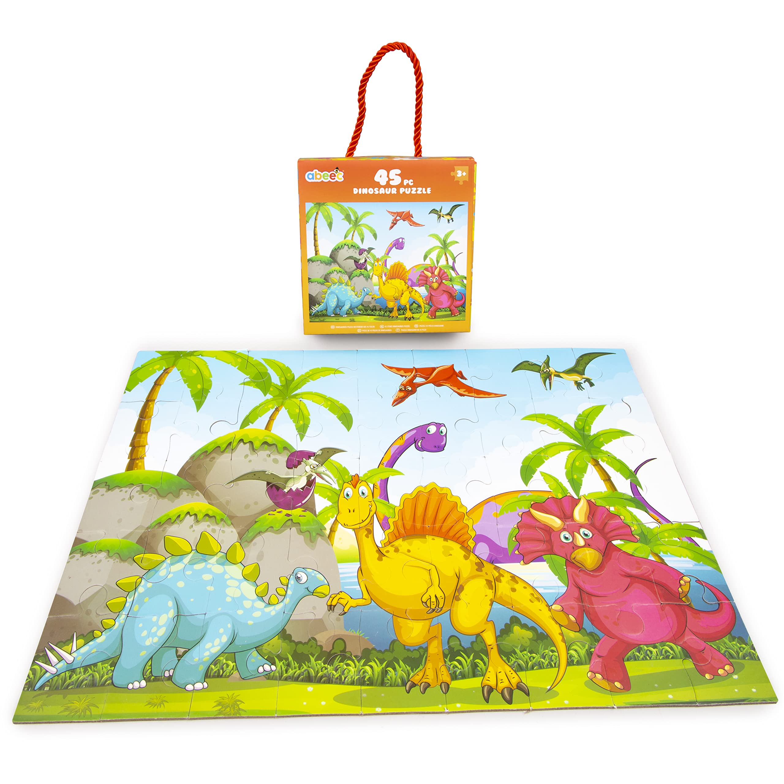 Abeec Dinosaur Puzzle 45pc - Jigsaw Puzzles For Kids - Dinosaur Party Bags Fillers - Kids Puzzles Age 3+