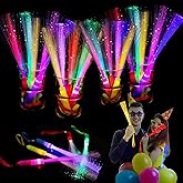 30PCS Fiber Optic Wand Glow Sticks, LED Light Up Wand, Glow in the Dark Party Supplies, Light Up Party Favors, Fiber Optic Lights, Glow Flashing Light Sticks for Neon Party Decorations, Chirstmas