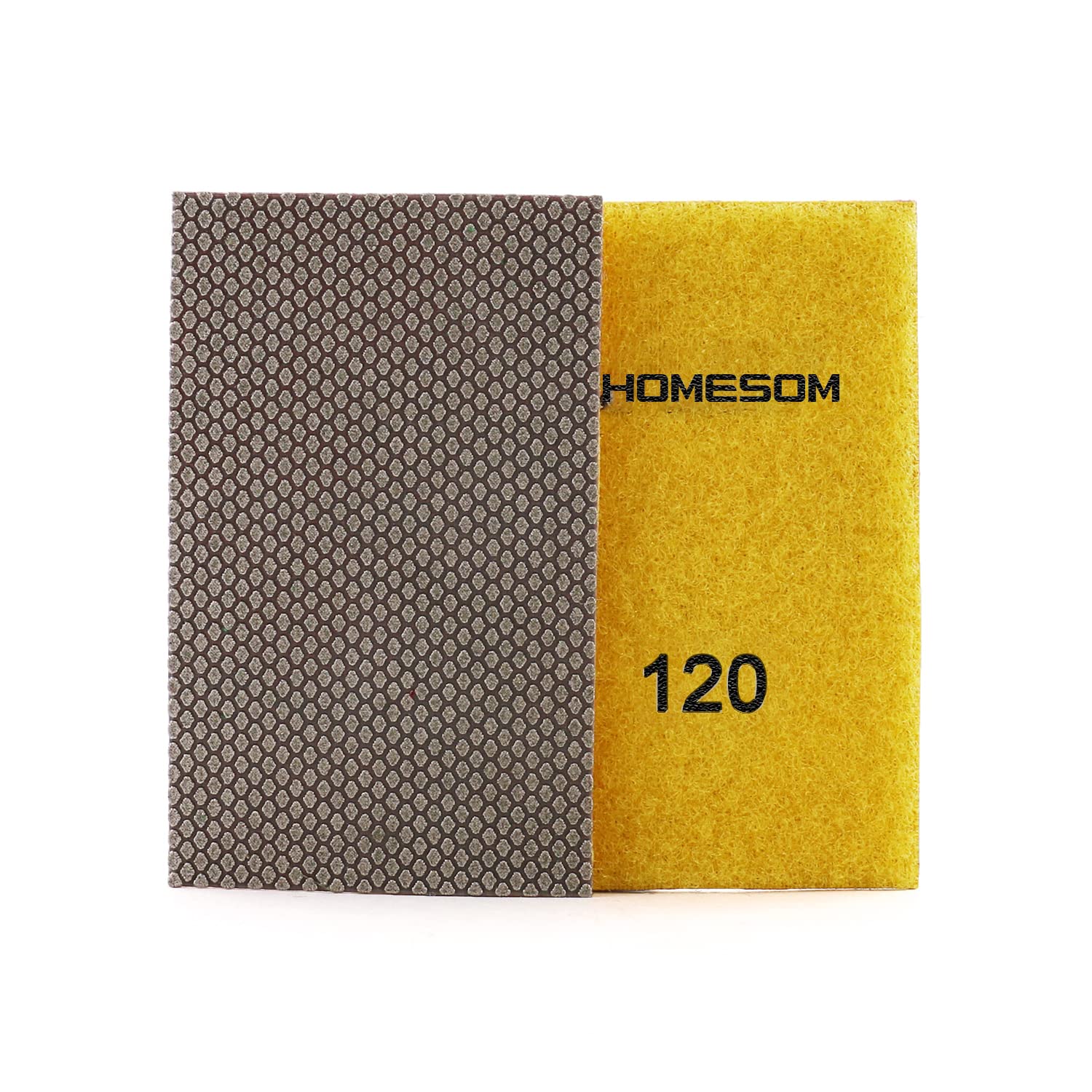 HOMESOM 2pcs Diamond Sandpaper Polishing Abrasive Paper,Hook Loop Back Electroplated Hand Polishing Sheet For Concrete Granite Glass(120 Grit)