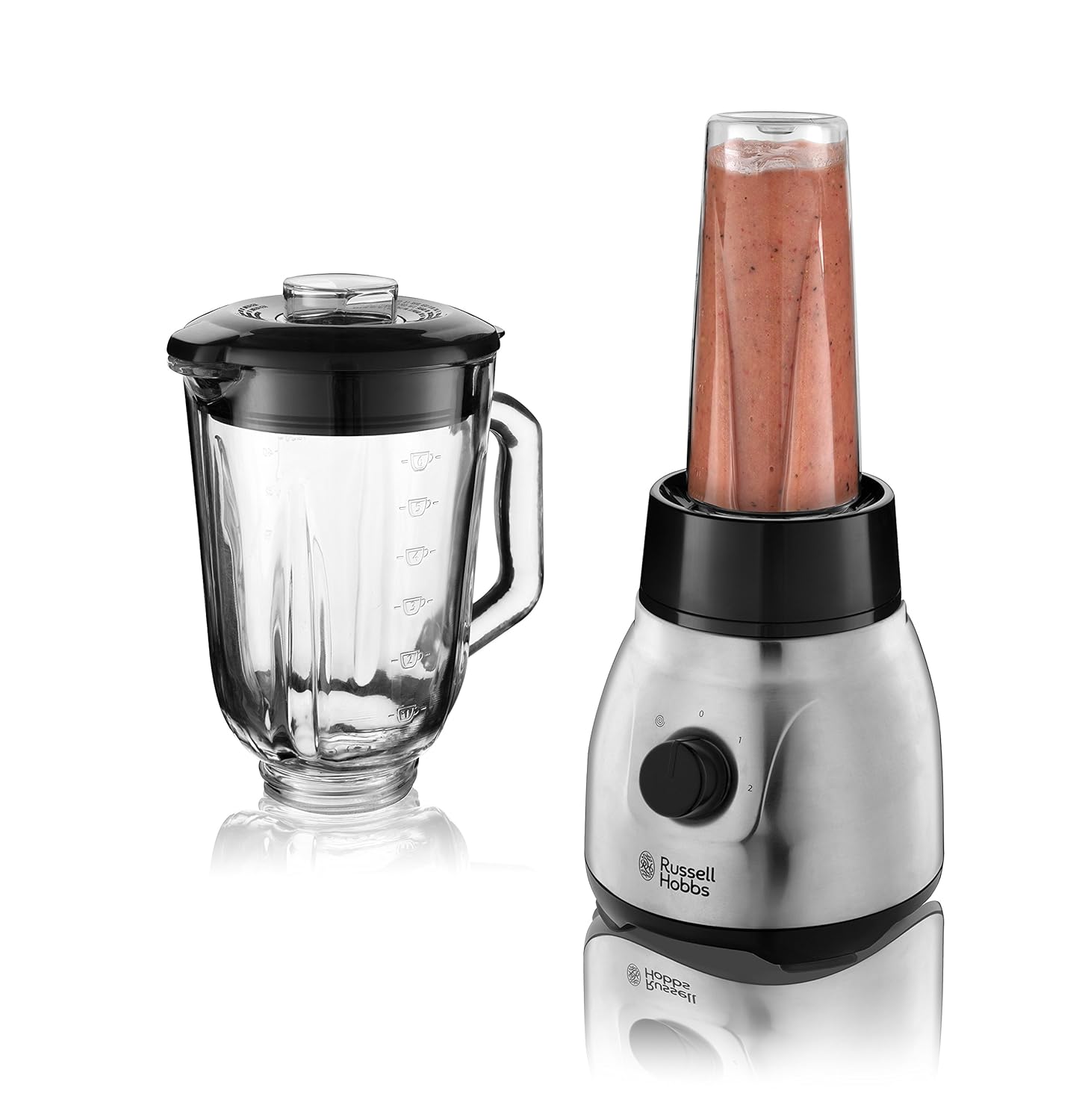 Küche, Haushalt & Wohnen 0.8 PSMotor Mixer 22400 U/min Russell Hobbs Standmixer Glas Steel 2in