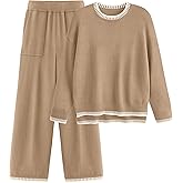 PRETTYGARDEN Women's 2 Piece Knit Sweater Outfit Casual Long Sleeve Pullover Wide Leg Pants Tracksuit Loungewear Set