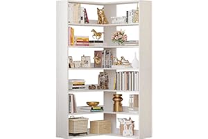 IRONCK Bookshelves 6 Tiers with Baffles Industrial Large Corner Etagere Bookcase Storage Display Rack for Living Room Home Office