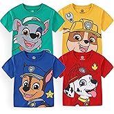 Nickelodeon Paw Patrol Boys 4 Pack Graphic T-Shirts for Toddlers and Big Kids