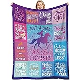 VISSTREE Horse Blanket Gifts for Girls, Just A Girl Who Loves Throw Blanket, Warm Soft Horses Animal Gifts Ideas for Women Girls Home Bed Sofa Crib Couch Travel Soft Flannel Blankets 50'' x 60''