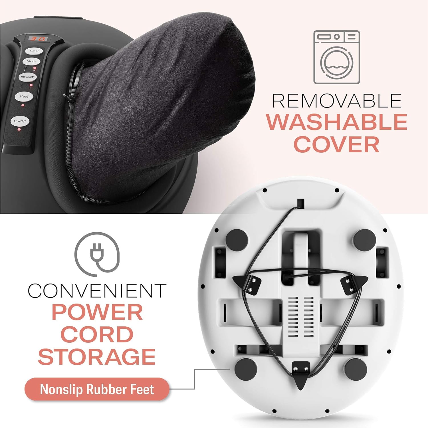 Shiatsu Electric Foot Massager Machine - Deep Tissue and Heel Pain Relief Massager with Non-Slip Rubber Feet - Foot Massage with Air Compression for Plantar Fasciitis and Neuropathy: Health & Personal Care
