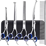 Gimars 6 in 1 Dog Grooming Scissors 4CR Stainless Steel Safety Tip Set