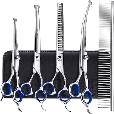 Gimars 6 in 1 Dog Grooming Scissors 4CR Stainless Steel Safety Tip Set