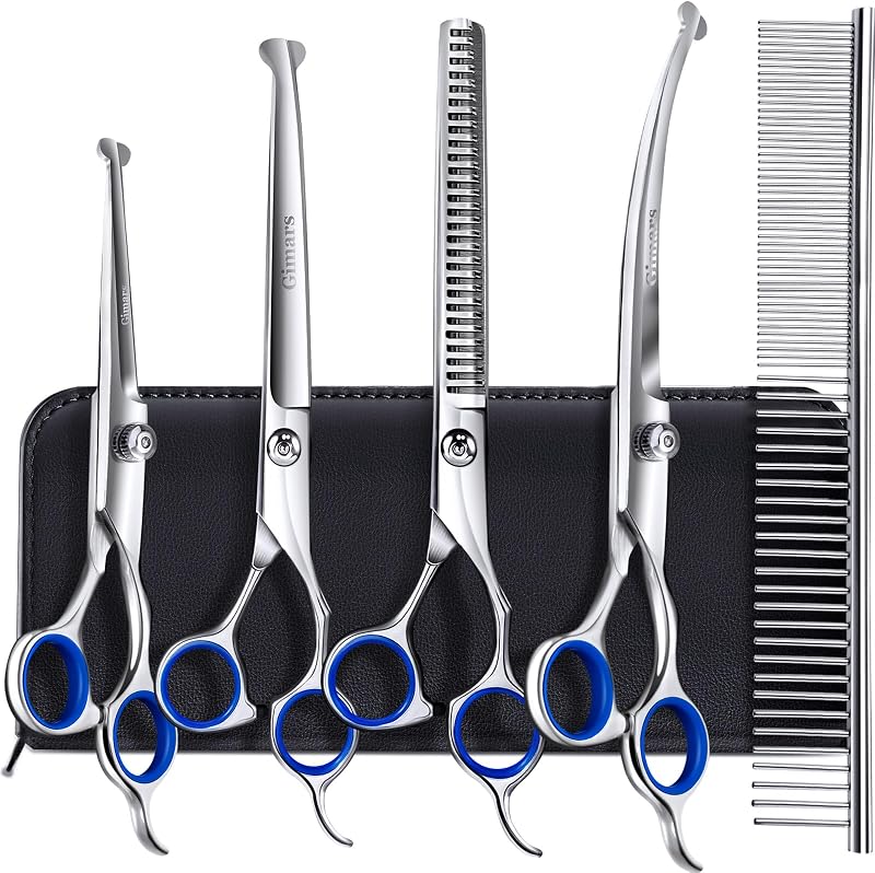 Gimars 6 in 1 Dog Grooming Scissors 4CR Stainless Steel Safety Tip Set