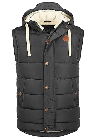 Blend Frediano Herren Weste Steppweste Outdoor Weste Mit Kapuze Teddy-Futter Und Stehkragen