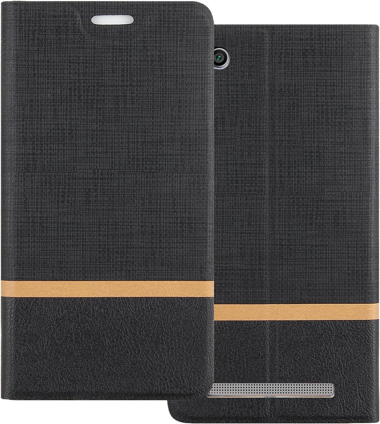 Redmi 5a Case, Shanphone Color block Premium quality PU leather Flip cover with ID/Card Slot for Xiaomi Redmi 5a, Black