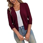 a.Jesdani Shrugs for Women Lightweight 3/4 Sleeve Open Front Burgundy Cropped Cardigan Sweaters,1X