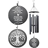 The Wind Chime CO Memorial Wind Chimes, 40" Inch Sympathy Wind Chimes Gift for The Loss of A Loved one, Home Decor Outdoor Garden, Soothing Melodic Tones (Black #1)