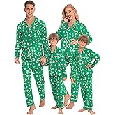 SWOMOG Family Christmas Pajamas Set Women & Men Long Sleeve Pj Set Party Sleepwear Button-Down Loungewear Set