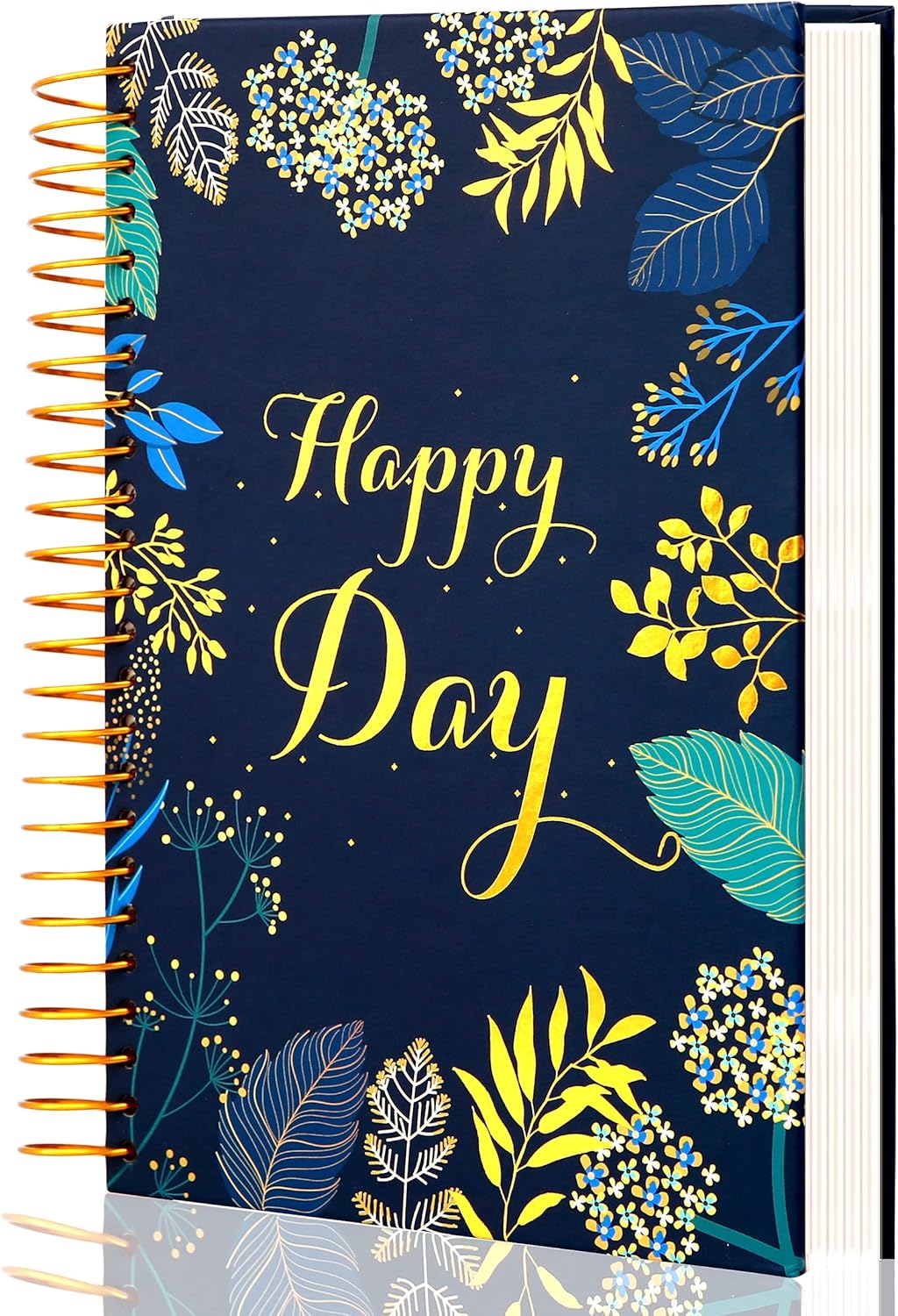 Floral Journal Spiral Notebook, Notes Journal Womens Notebook, College Ruled Pages, Perfect for School, Office & Home, Bold Golden Wire Binding, 180°Lay-Flat, 150 Sheets, 5.6" x 8.3"，Dark Blue : Office Products