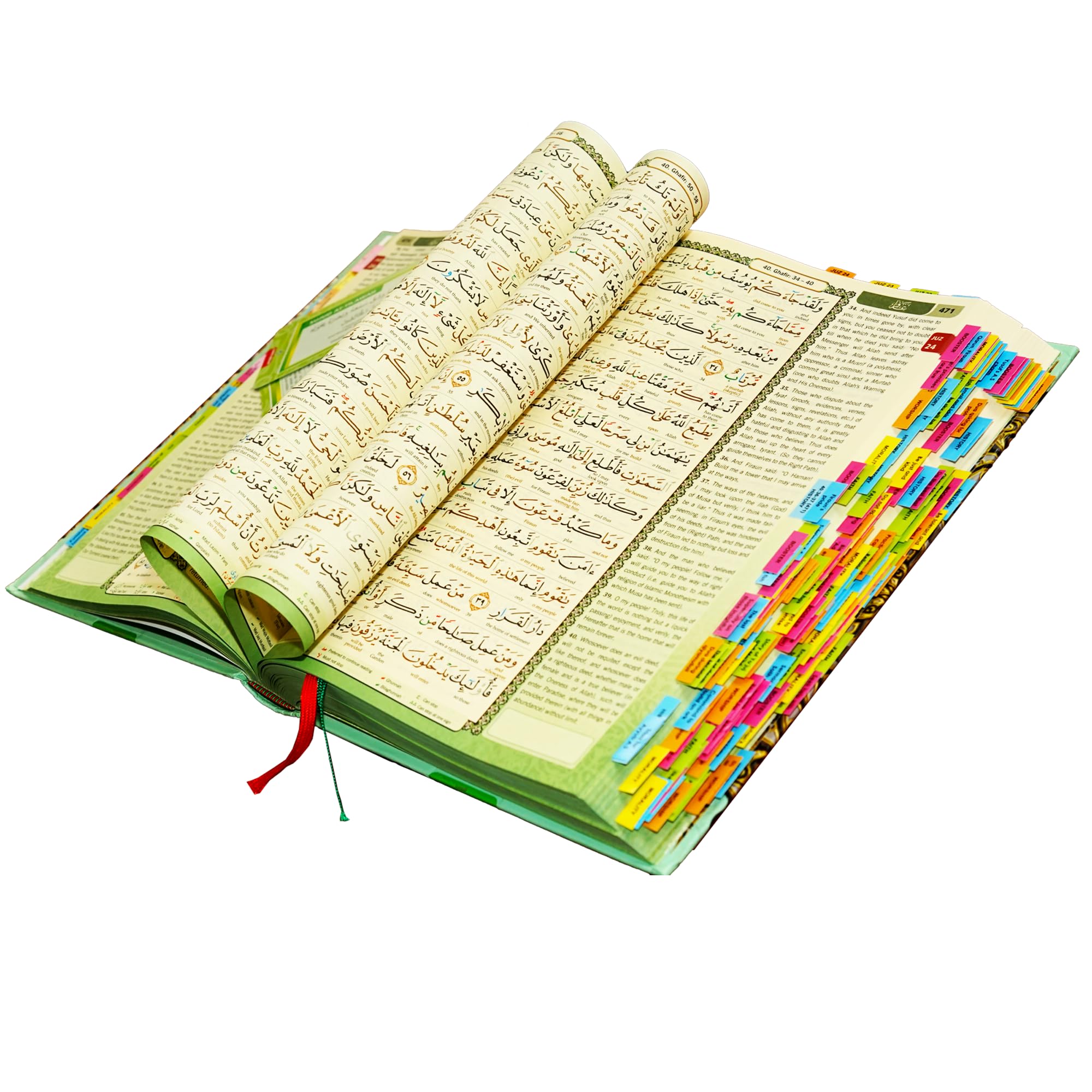 Maqdis Noble B5 IMPORTANT TAG TAGS TAGGED Quran Koran Book Colour Holy English Arabic Word by Word Translation Meaning FBA (Blue)