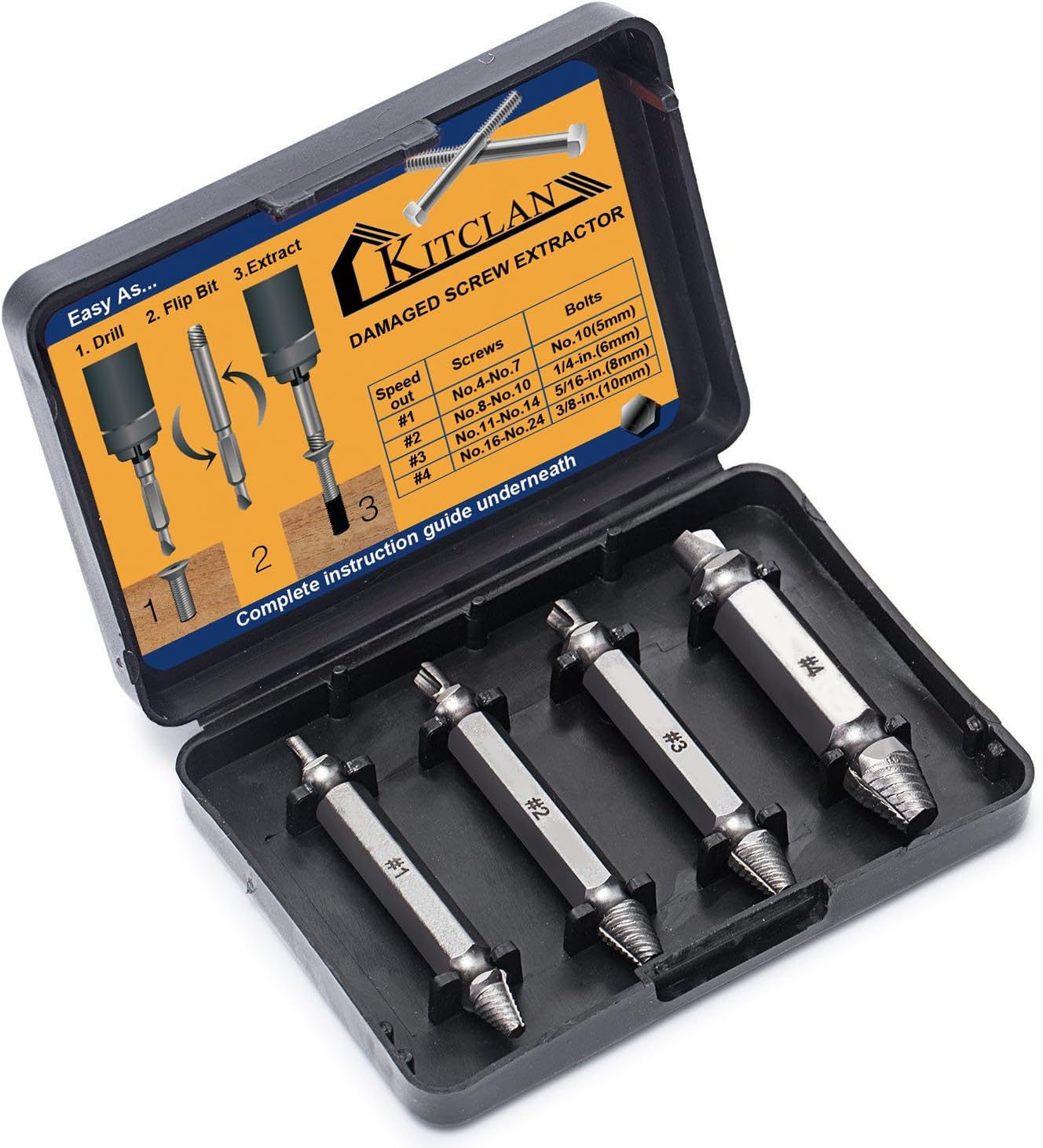 Kitclan Damaged Screw Remover Set, Screw Remover and Extractor Kit, Easily Remove Stripped or