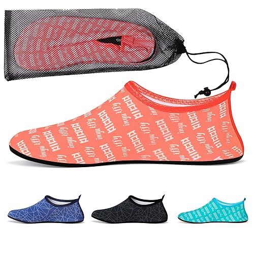 Barefoot Water Shoes - Unisex Breathable Thick Sole Beach Swim Footwear Quick Dry Anti-Slip Lightweight All Age Wearable Padparadscha with Symbol Pattern S SW01POS
