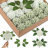 Giegxin 50 Pcs Sage Green Artificial Flowers with Stem for DIY Wedding Bouquets Centerpieces Arrangements, Green and White Dahlia Flowers for Bridal Shower Party Home Decorations, 3.15 Inches