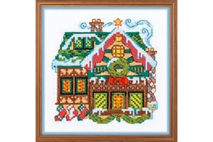 RIOLIS - Cabin with A Bell 1663, Christmas Cross Stitch Kits 6"X6", Cross Stitch Kits for Beginners & Advanced, Cross Stitch Kit for Adults, Embroidery Kit Christmas