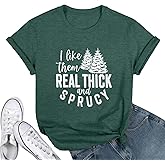 UNIQUEONE Christmas Shirts for Women: Funny Christmas Tree Xmas Vacation Short Sleeve Graphic Tee Tops
