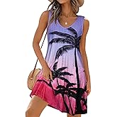 Swimsuit Coverup Summer Dresses for Women Eyelet Casual Loose Sleeveless Sundress with Pockets