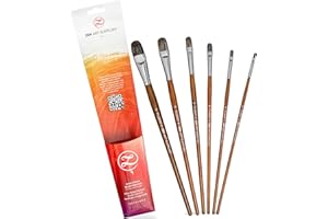 ZENART SUPPLIES Professional Filbert Paint Brushes for Oil & Acrylic – 6pc Acrylic Paint Brush Set 2, 4, 6, 8, 10, & 12 with Durable Badger/Synthetic Bristles – Long Lacquered Birchwood Handles, No Shedding by ZenART