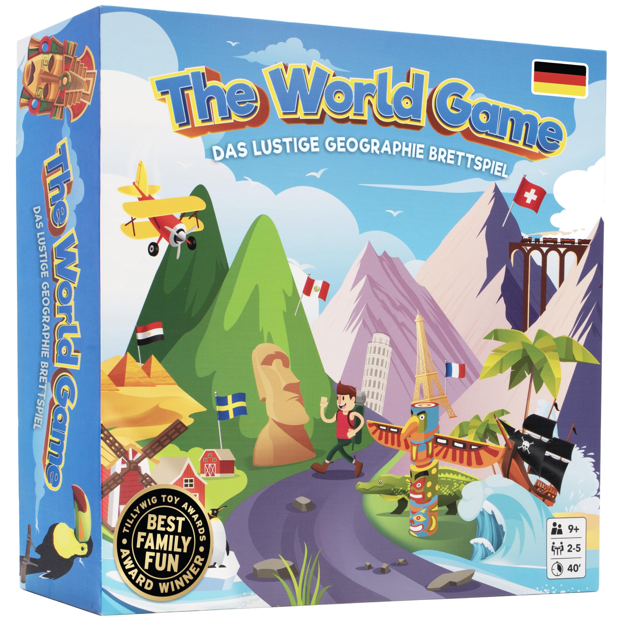 The World Game - Lustiges Geographie Brettspiel - Welt Lernspiel für Kinder & Erwachsene - Coole Geschenkidee für Jungen & Mädchen im Teenageralter - Deutsche