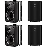 Herdio 4 Inch Outdoor Speakers with Bluetooth 4 Channel Amplifier for Indoor Outdoor Patio,Deck, Waterproof Wall Mount System (4 Speakers)