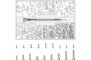 QOOSIKICC 500 Pcs Laptop Screws, M1.2/M1.4/M2 Small Screws, Micro Tiny Screws for Electronics, Computer Replacement Screws Mini Screws for Glasses Watch SSD M.2 Hard Drive Repair Screws(Silver)