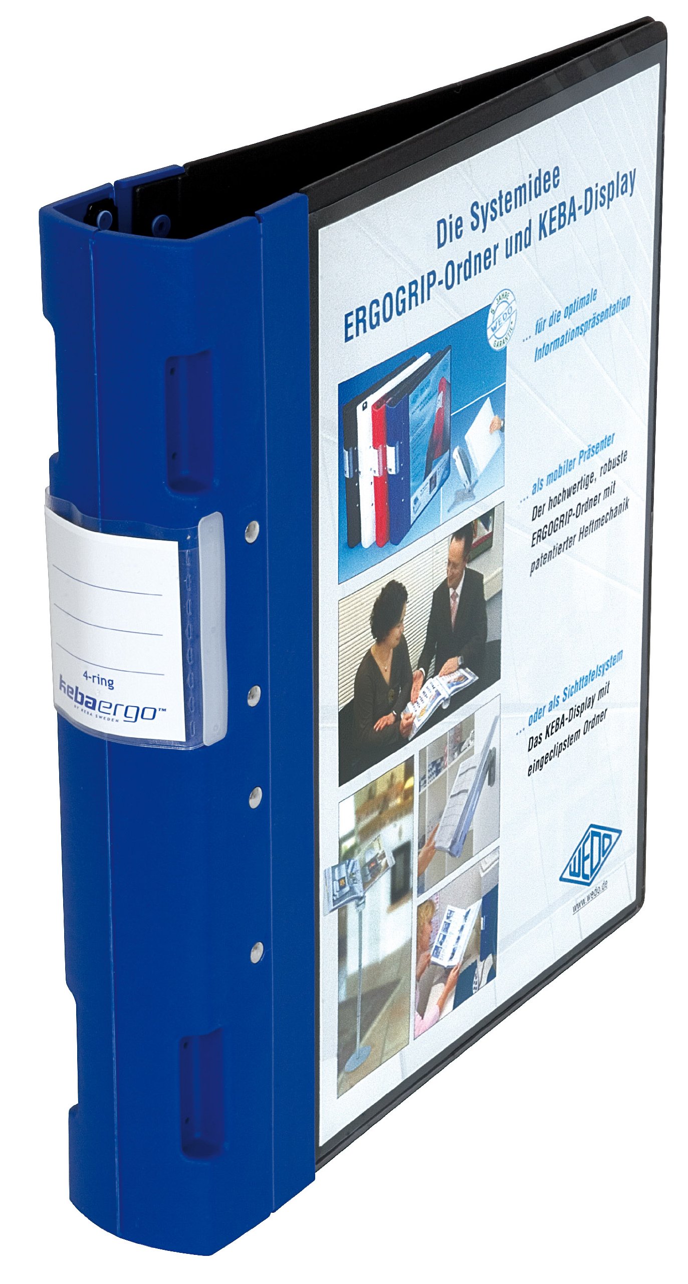 Wedo Ergogrip 5818003 Presentation Folder (A4, 4-Ring Mechanism, Plastic, 31.3 x 5.6 x 28.0 cm) Black/Blue — image 1