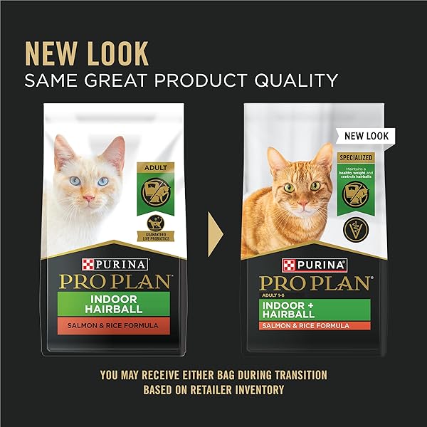 PURINA PRO PLAN HAIRBALL MANAGEMENT, INDOOR CAT FOOD, SALMON AND RICE FORMULA – 7 LB. BAG