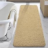 LOCHAS Bathroom Rug Runner 24x70 Inch, Soft Thick Absorbent Microfiber Bath Rugs for Bathroom, Machine Washable, Shaggy Plush Non Slip Bath Mat for Tub, Shower Floor, Quick Dry Mats, Beige