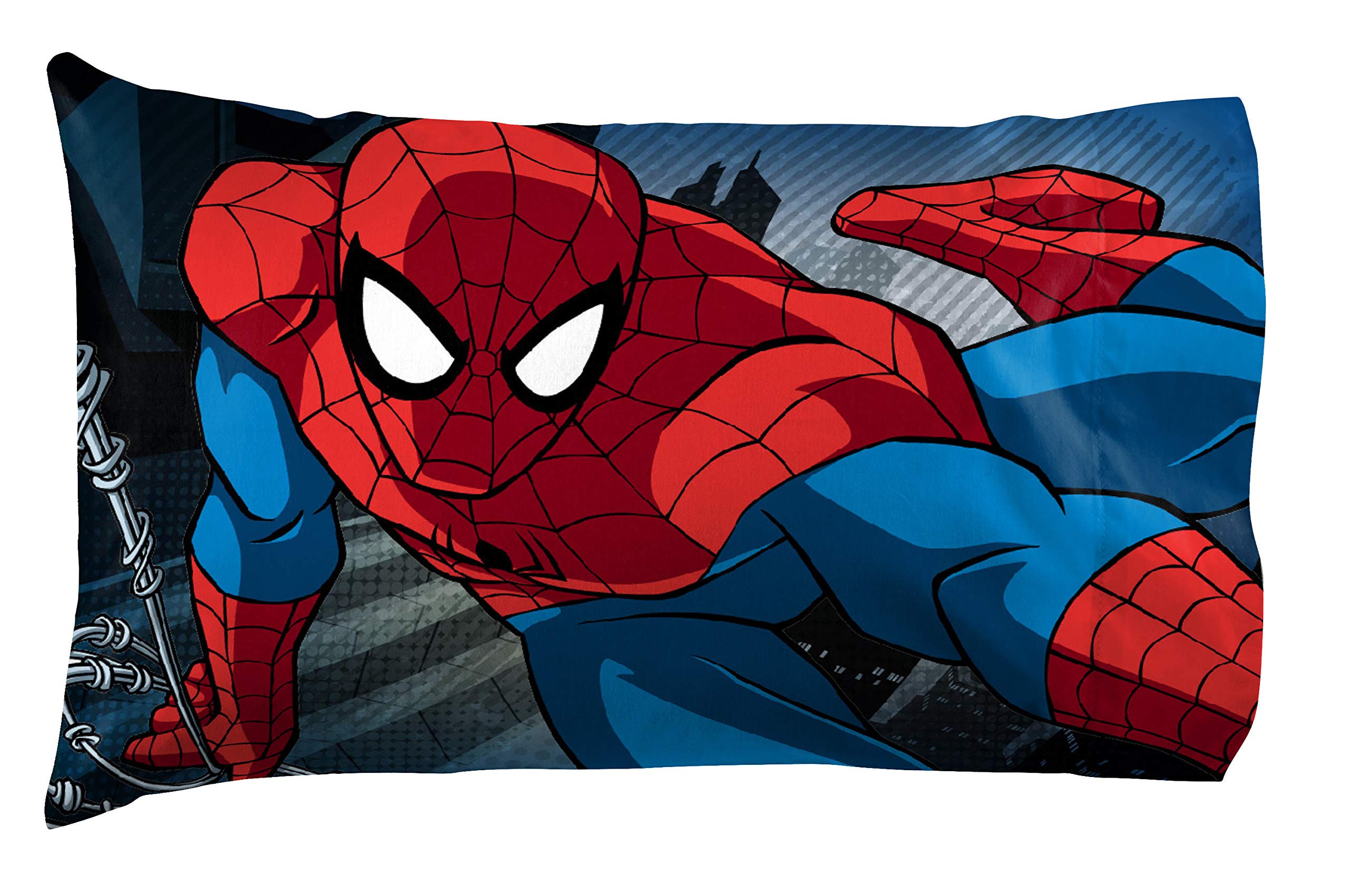 Jay Franco Kids Sheet Set with Fitted, Flat Sheets & Pillow Cover - Ultra-Soft Bedding with Pillowcase for Room Decor, White - Spiderman, 4 Piece Full