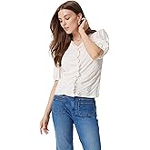 Sam Edelman Womens Dakota Puff Short Sleeve Shirred Front Top Standard
