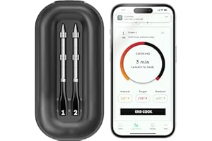CHEF iQ Smart Wireless Meat Thermometer with 2 Ultra-Thin Probes, Unlimited Range Bluetooth Meat Thermometer, Digital Food Thermometer for Remote Monitoring of BBQ Grill, Oven
