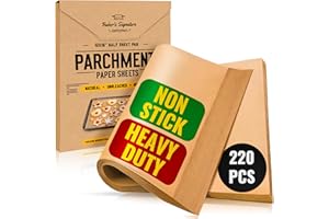 220 PCS Parchment Paper Baking Sheets, 12x16 Inches by Baker's Signature | Precut Non-Stick & Unbleached - Will Not Curl or Burn, Non-Toxic & Comes in Convenient Packaging
