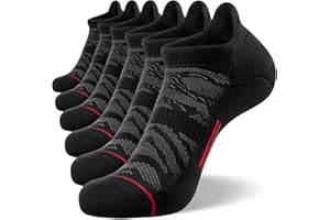 FITRELL Men's 6 Pack Ankle Running Socks Low Cut Cushioned Athletic Sports Socks 7-9/9-12/12-15