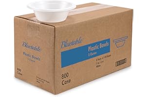 Bluetable 5 oz Bowls Plastic Small Bulk Case Pack (800 Count) Disposable Bowl White – for Party Dessert Mini Bowls Soup & Horderves Great for Paint Project Small Bulk [800 Pack/Case]