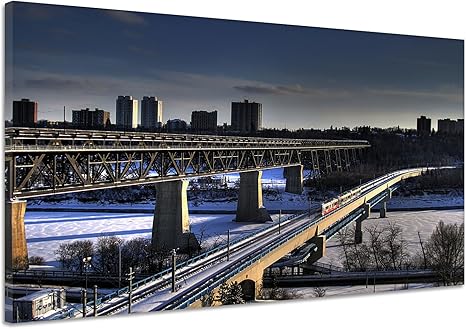Amazon De Kanada Brucke Gebaude Fluss Stadt Leinwand Poster Druck Bild Cc0032 60x40