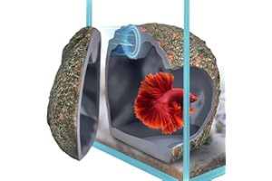 BaoZqua 3rd-Gen Magnetic Aquarium Cave, Realistic Magnetic Rocks Fish Tank Decor with Strong Magnet, Resin Pleco Hideout for Betta, Cichlid and Shrimp, Easy Viewing Shelter for Small Fish and Reptiles