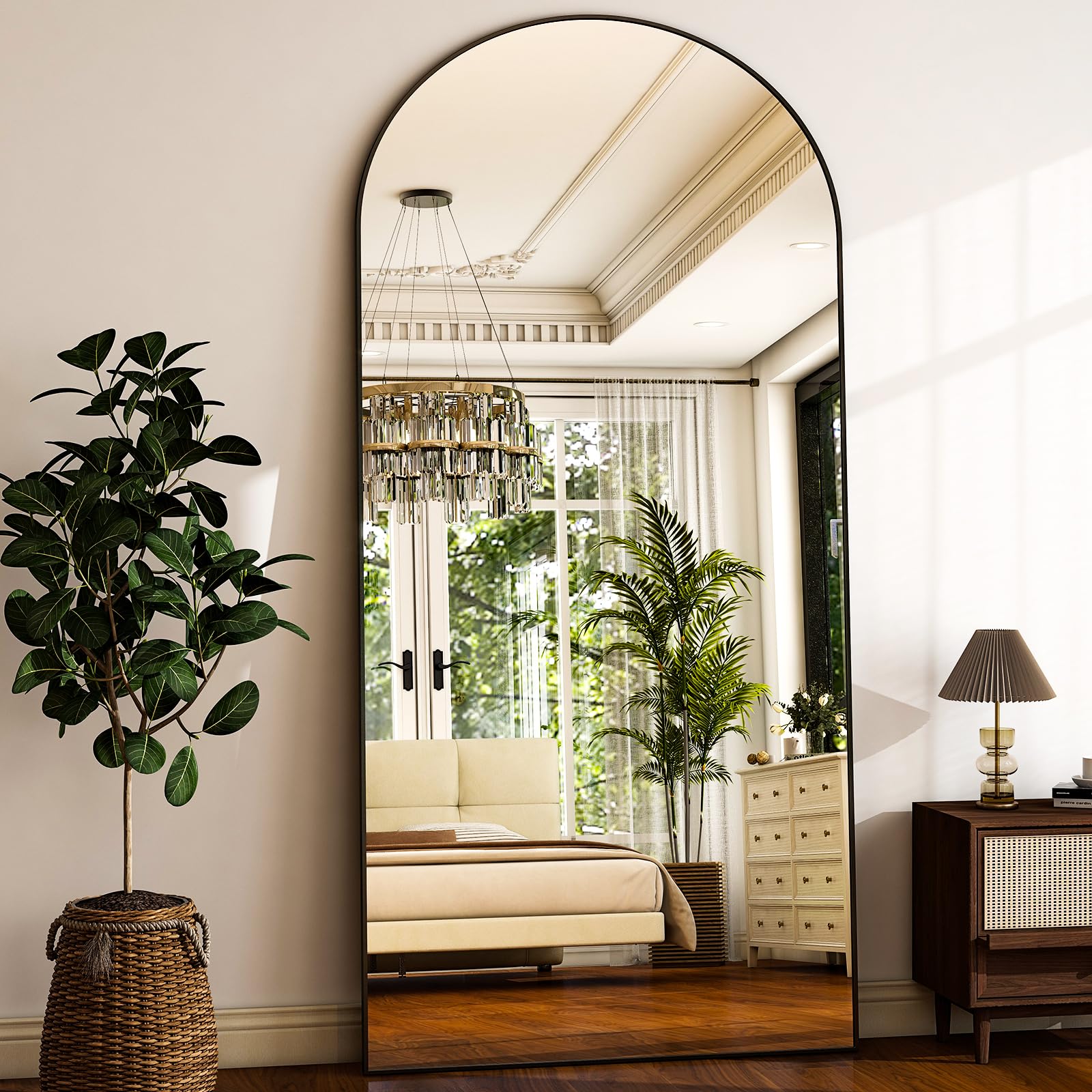 Photo 1 of HARRITPURE 78" x 35" Arched Full-Length Mirror - Black Oversized Floor Mirror Free Standing Aluminum Frame Full Body Mirrors for Bedroom Cloakroom